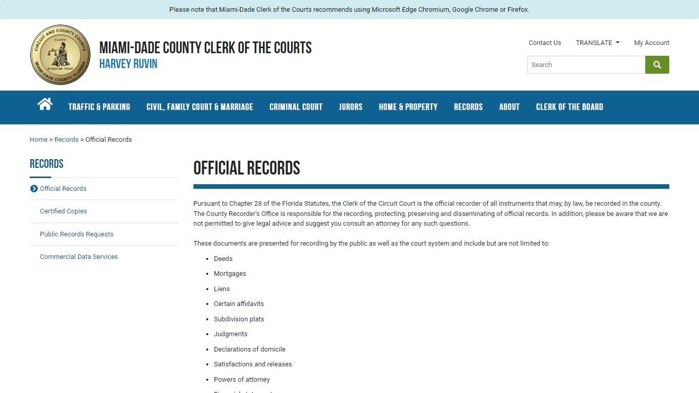 Official Records - Miami-Dade Clerk